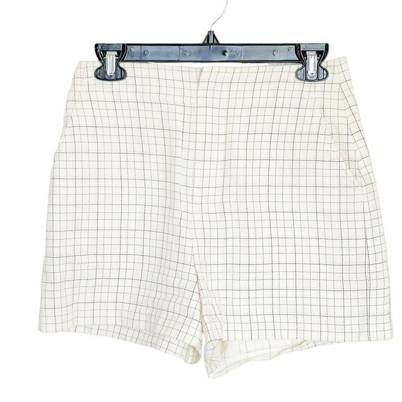 Pants - Joie Womens Shorts Sz 4 High Waist Dressy Plaid Ivory Career Work Wear Corporate